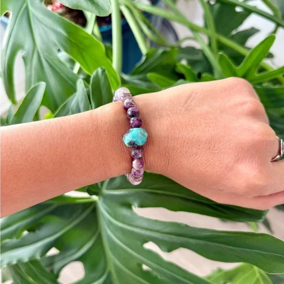 Amethyst & Amazonite Bracelet (one) - Picture 4 of 7